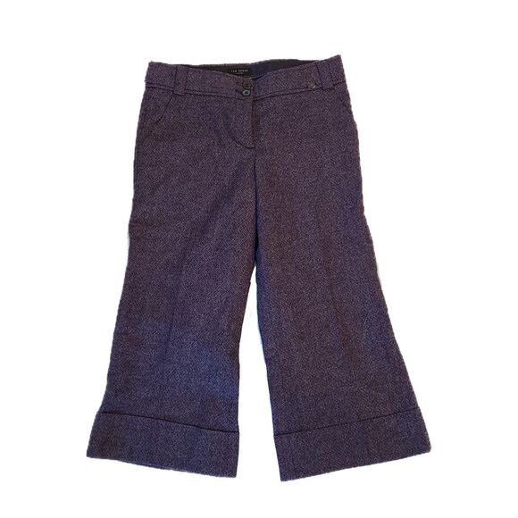 Ted Baker Y2K Purple Marled Wool Wide Leg Bermuda Culottes, Size 4 (XS), EUC - Picture 1 of 8